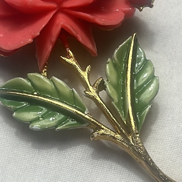 Vintage JJ Rose brooch pin ladybug pink - Picture 3 of 10